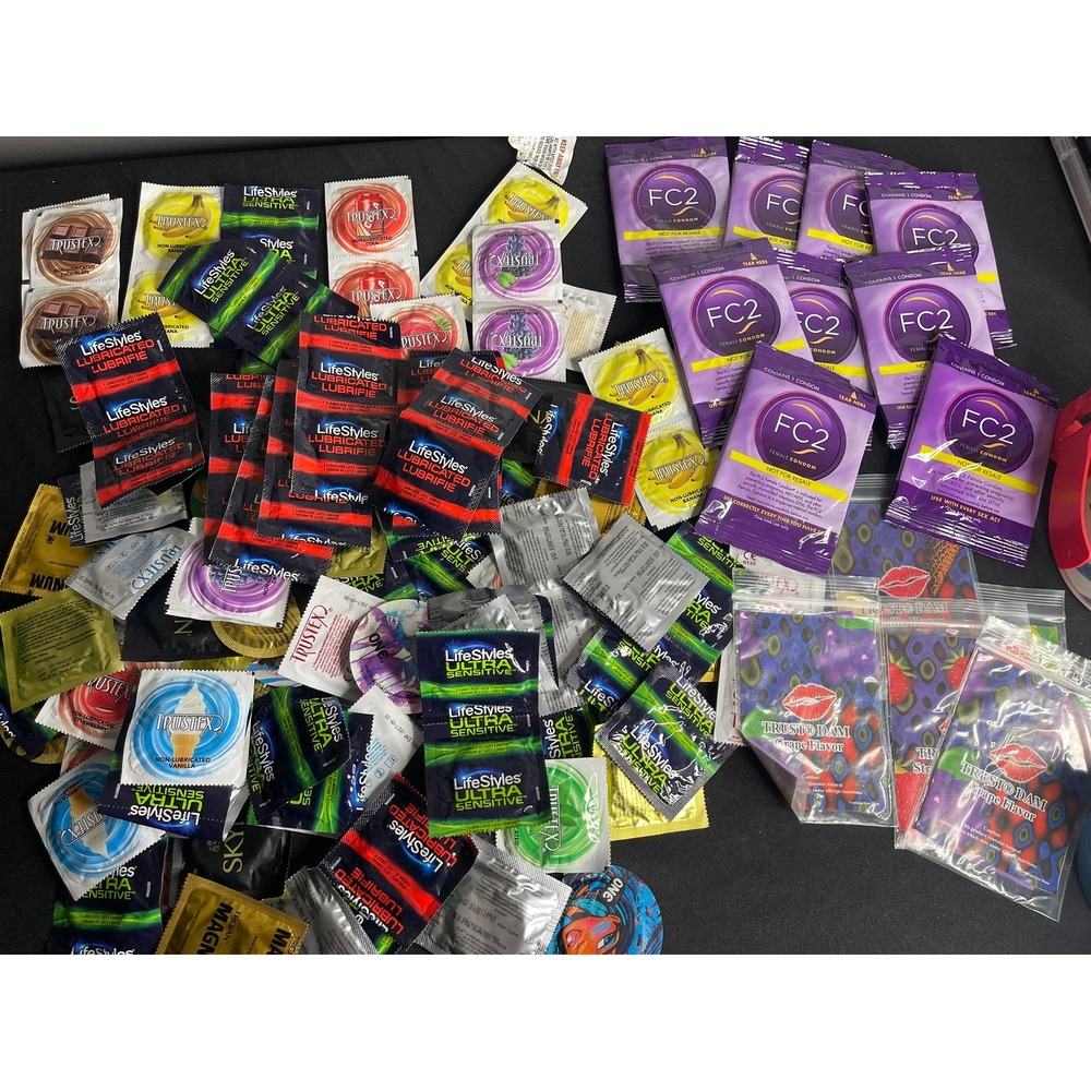 Bulk Protection Lot LifeStyles Trojan Magnum FC2 Internal Trustex Flavored Dams